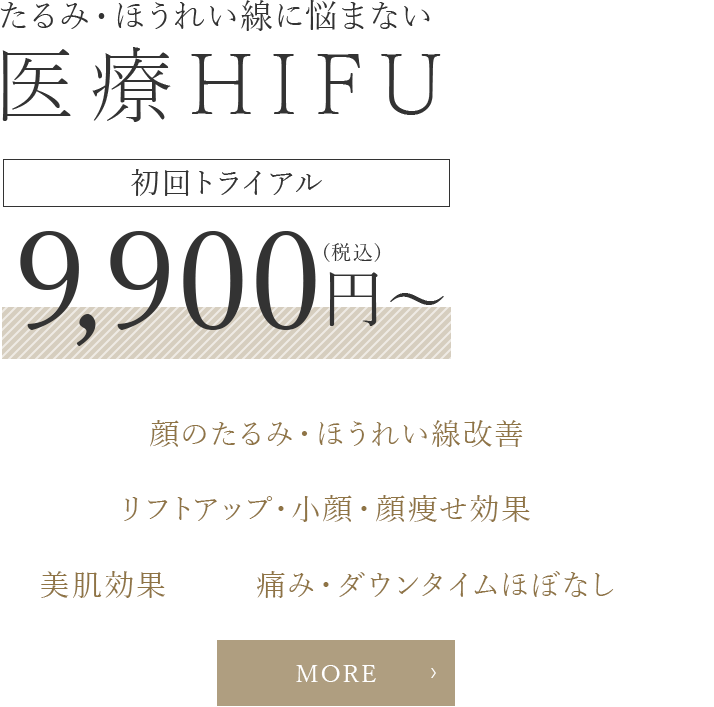 たるみ・ほうれい線に悩まない 医療HIFU